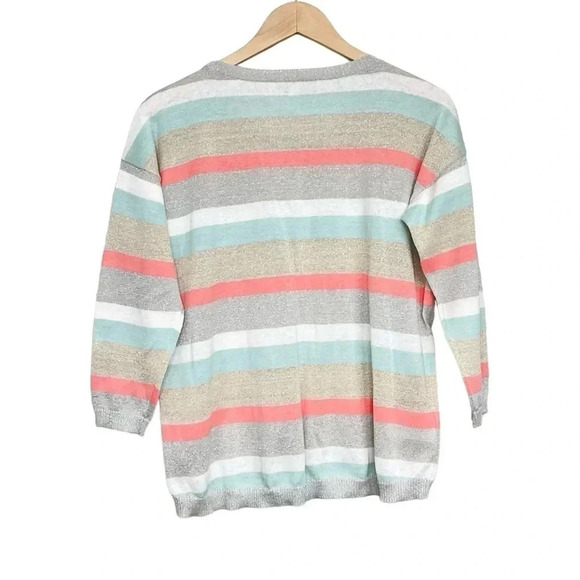 Ann Taylor Loft Striped Linen Sweater 3/4 Sleeve Size Small - Picture 3 of 5